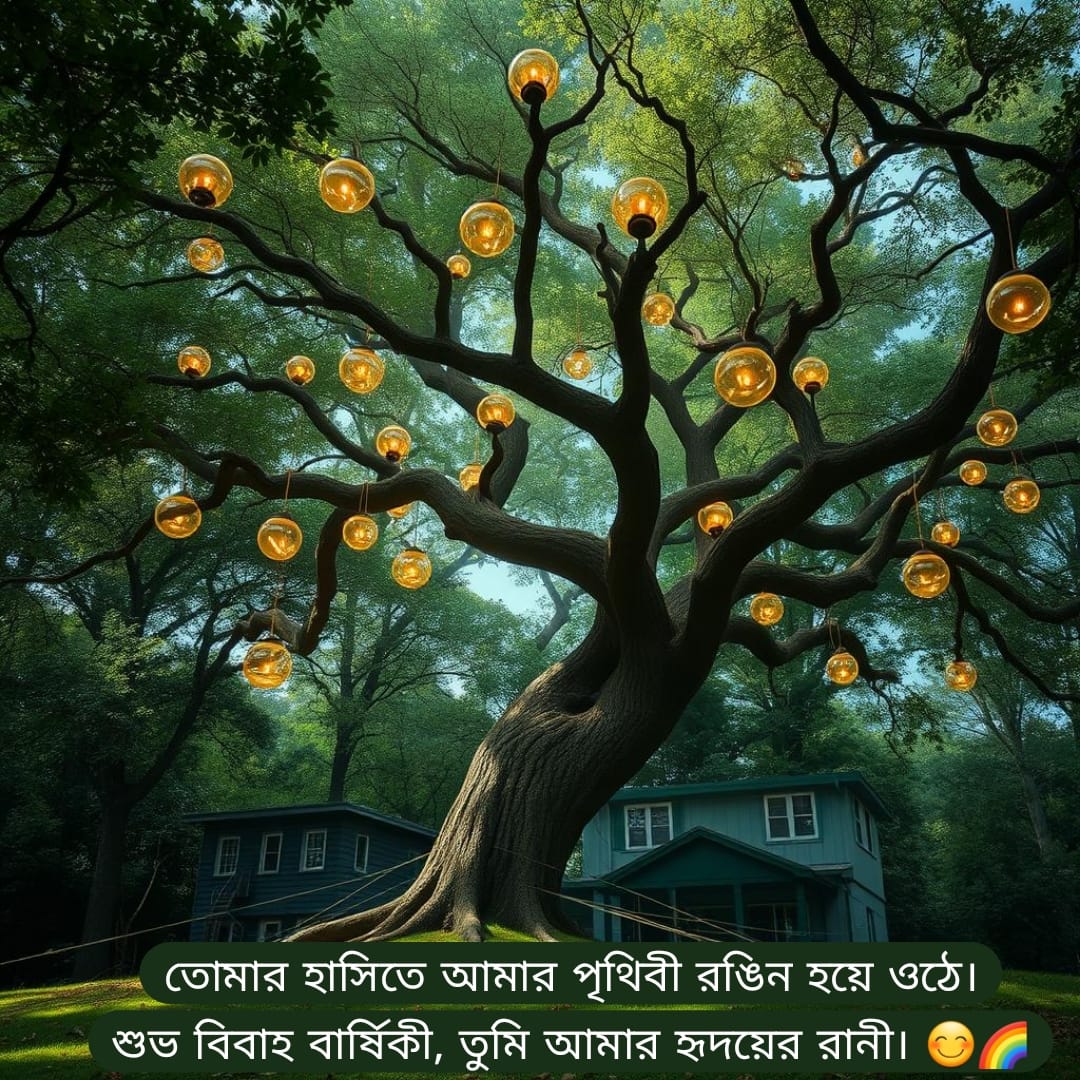 তোমার হাসিতে আমার পৃথিবী রঙিন হয়ে ওঠে। শুভ বিবাহ বার্ষিকী, তুমি আমার হৃদয়ের রানী। 